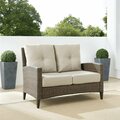 Claustro Outdoor Wicker High Back Loveseat, Oatmeal & Light Brown CL3049073